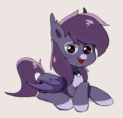 Size: 1057x1009 | Tagged: artist needed, safe, imported from derpibooru, oc, oc only, oc:pestyskillengton, bat pony, pony, collar, fangs, female, lying down, mare, sketch, solo