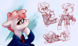 Size: 1280x768 | Tagged: safe, artist:raily, imported from derpibooru, svengallop, earth pony, pony, abstract background, clothes, drinking, drinking straw, glasses, hoof on chin, lying down, male, on back, solo, stallion