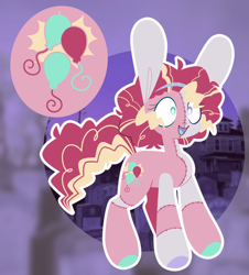 Size: 1280x1414 | Tagged: safe, artist:glowfangs, imported from derpibooru, pinkie pie, earth pony, pony, alternate cutie mark, alternate design, alternate universe, big ears, cutie mark, frankenpony, solo, stitches