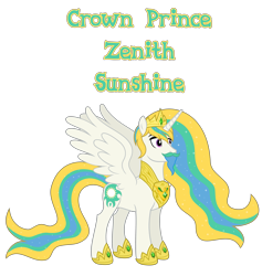 Size: 4577x4823 | Tagged: source needed, safe, anonymous artist, imported from derpibooru, oc, oc only, oc:crown prince zenith sunshine, alicorn, pony, absurd resolution, alicorn oc, beard, closed mouth, crown, crown prince, cutie mark, ethereal mane, ethereal tail, eyebrows, eyes open, facial hair, g4, goatee, hoof shoes, horn, jewelry, male, moustache, name, offspring, parent:king equus, parent:princess celestia, parents:canon x oc, parents:celequus, pony oc, prince, product of incest, regalia, royalty, show accurate, simple background, solo, spread wings, stallion, stallion of the sun, standing, tail, text, transparent background, vector, wall of tags, wings