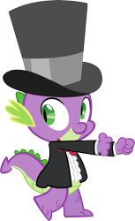 Size: 4994x8181 | Tagged: safe, artist:sapoltop, imported from derpibooru, spike, dragon, a canterlot wedding, season 2, bowtie, clothes, cute, dancing, happy, hat, male, ruffled shirt, running man, simple background, smiling, solo, spikabetes, suit, tailcoat, top hat, transparent background, tuxedo, vector