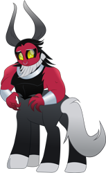 Size: 3860x6301 | Tagged: safe, artist:lincolnbrewsterfan, imported from derpibooru, lord tirek, centaur, taur, my little pony: the movie, the ending of the end, .svg available, a better ending for tirek, absurd resolution, alternate universe, armband, beard, black sclera, buff, butt, chest, cloven hooves, considering, cute, facial hair, hand, horn, horns, inkscape, long horn, looking at you, looking back, male, movie accurate, muscles, neck rings, nose piercing, nose ring, piercing, plot, quadrupedal, reformed, septum piercing, simple background, solo, standing, svg, tail, three quarter view, tirebetes, tirump, transparent background, turned head, turning, uncertain, vector, what if, wristband, yellow eyes