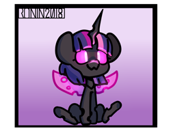 Size: 2600x2000 | Tagged: safe, artist:ronin20181, imported from derpibooru, twilight sparkle, changeling, changelingified, gradient background, purple changeling, solo, species swap, twiling