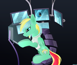 Size: 3654x3072 | Tagged: safe, artist:andaluce, imported from derpibooru, oc, oc only, oc:typh, oc:typhoon, pegasus, pony, clothes, computer, lineless, male, monitor, sitting, solo, stallion, technology