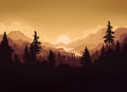 Size: 1500x1089 | Tagged: safe, artist:helmie-art, imported from derpibooru, oc, oc:dima, bird, dog, pony, background, forest, mountain, scenery, scenery porn, wallpaper