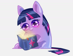 Size: 1416x1080 | Tagged: safe, artist:erein, imported from derpibooru, twilight sparkle, pony, unicorn, big ears, big eyes, book, chibi, cute, female, simple background, solo