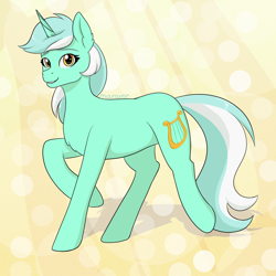 Size: 1500x1500 | Tagged: safe, artist:maravor, imported from derpibooru, lyra heartstrings, pony, unicorn, female, mare, smiling, solo