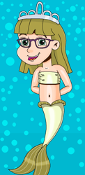 Size: 601x1228 | Tagged: safe, artist:ocean lover, imported from derpibooru, zippoorwhill, human, mermaid, bandeau, bare shoulders, belly, belly button, blue background, bubble, cheerful, child, crown, cute, excited, female, fins, fish tail, glasses, hand behind back, human coloration, humanized, jewelry, light skin, looking at you, mermaid tail, mermaidized, mermay, midriff, ms paint, ocean, open mouth, open smile, simple background, sleeveless, smiling, smiling at you, solo, species swap, tail, tail fin, teal eyes, tiara, underwater, water, zippoorbetes