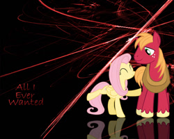 Size: 900x720 | Tagged: safe, artist:phasingirl, edit, imported from derpibooru, big macintosh, fluttershy, earth pony, pegasus, pony, duo, female, fluttermac, male, mare, shipping, stallion, straight, wallpaper, wallpaper edit