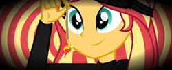 Size: 1303x531 | Tagged: safe, imported from derpibooru, sunset shimmer, equestria girls, bacon, cute, female, fetish, food, hypnosis, hypnosis fetish, hypnotized, meat, pendulum, pendulum swing, solo, sun, sunset