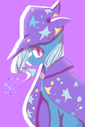 Size: 4000x6000 | Tagged: safe, artist:mynameislele, imported from derpibooru, trixie, pony, unicorn, absurd resolution, purple background, simple background, solo