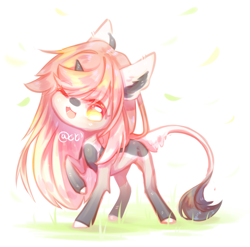 Size: 1809x1787 | Tagged: safe, artist:prettyshinegp, imported from derpibooru, oc, oc only, pony, unicorn, ear fluff, horn, leonine tail, one eye closed, raised hoof, smiling, solo, tail, unicorn oc, wink