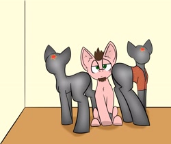 Size: 2029x1708 | Tagged: safe, artist:cotarsis, imported from derpibooru, pony, robot, robot pony, atomic heart, butt, looking at you, old art, plot, siblings, sketch, twins