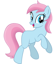 Size: 1204x1386 | Tagged: safe, artist:tankman, imported from derpibooru, oc, oc only, oc:water lilly, earth pony, pony, blank flank, blue body, blue eyes, blue skin, female, happy, mare, open mouth, pink mane, pink tail, simple background, smiling, solo, tail, transparent background