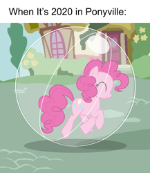 Size: 625x720 | Tagged: safe, artist:rebelsuperstar, imported from derpibooru, pinkie pie, earth pony, pony, 2020, balloon, bubble, coronavirus, covid-19, cute, diapinkes, female, in bubble, pinkie being pinkie, pinkie pie trapped in a balloon, pinkie pie trapped in a bubble, plastic bubble, trapped