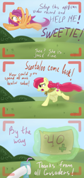 Size: 1000x2104 | Tagged: safe, artist:redheadfly, imported from derpibooru, apple bloom, scootaloo, pony, flying, older, tumblr:ask-adultscootaloo, vulgar
