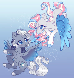 Size: 1920x2018 | Tagged: safe, artist:bishopony, imported from derpibooru, silver glow, star catcher, pegasus, pony, duo, g3, gradient background