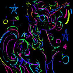 Size: 1111x1111 | Tagged: safe, artist:sillyfillies, imported from derpibooru, trixie, pony, unicorn, black background, rainbow colors, simple background, solo