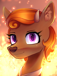 Size: 2003x2697 | Tagged: safe, artist:opal_radiance, imported from derpibooru, oc, oc only, oc:viira, deer, equestria at war mod, ear fluff, eye reflection, fire, hearts of iron 4, reflection, solo