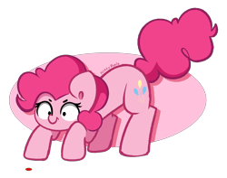 Size: 5200x4096 | Tagged: safe, artist:kittyrosie, imported from derpibooru, pinkie pie, earth pony, pony, absurd resolution, behaving like a cat, laser pointer, looking at something, simple background, solo, transparent background