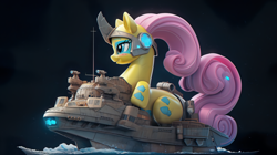 Size: 1911x1071 | Tagged: safe, imported from derpibooru, fluttershy, ai content, ai generated, boat, boat pony, solo