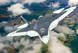 Size: 4000x2736 | Tagged: safe, artist:rarity3257, imported from derpibooru, part of a set, oc, oc:moonlight felon, ace combat, drone, fighter, flying, jet, jet fighter, no pony, not pony related, plane, real life background, su-57, su-57 felon, su-70, su-70 okhotnik-b, sukhoi, unmanned combat aerial vehicle, wingman