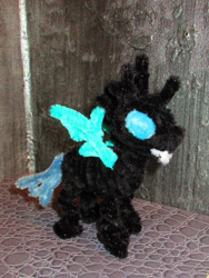 Size: 2010x2679 | Tagged: safe, alternate version, artist:malte279, imported from derpibooru, part of a set, changeling, chenille, chenille stems, chenille wire, craft, irl, part of a series, photo, pipe cleaner sculpture, pipe cleaners, solo
