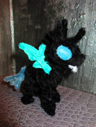 Size: 3111x4147 | Tagged: safe, alternate version, artist:malte279, imported from derpibooru, part of a set, changeling, chenille, chenille stems, chenille wire, craft, irl, part of a series, photo, pipe cleaner sculpture, pipe cleaners, solo