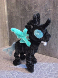 Size: 2168x2889 | Tagged: safe, alternate version, artist:malte279, imported from derpibooru, part of a set, changeling, chenille, chenille stems, chenille wire, craft, irl, part of a series, photo, pipe cleaner sculpture, pipe cleaners, solo