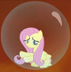 Size: 256x262 | Tagged: safe, imported from derpibooru, screencap, fluttershy, pegasus, pony, twilight's kingdom, bubble, cropped, cute, female, in bubble, sad, sadorable, shyabetes, trapped