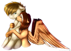 Size: 2107x1519 | Tagged: safe, artist:11-shadow, imported from derpibooru, oc, oc only, earth pony, pegasus, earth pony oc, hug, pegasus oc, simple background, transparent background