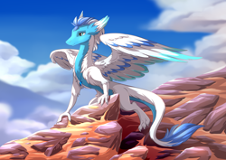 Size: 4800x3400 | Tagged: safe, artist:dreamweaverpony, imported from derpibooru, oc, oc only, dragon, mountain, sky