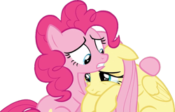 Size: 1149x737 | Tagged: safe, edit, edited screencap, editor:incredibubbleirishguy, imported from derpibooru, screencap, fluttershy, pinkie pie, earth pony, pegasus, pony, the mean 6, background removed, comforting, crying, duo, duo female, female, fluttercry, mare, simple background, teary eyes, transparent background