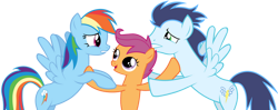 Size: 900x357 | Tagged: safe, artist:bobthelurker, imported from derpibooru, rainbow dash, scootaloo, soarin', pegasus, pony, female, male, mare, shipping, siblings, simple background, sisters, soarindash, stallion, straight, transparent background, vector