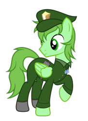 Size: 2668x3660 | Tagged: safe, artist:equestria secret guard, imported from derpibooru, oc, oc only, oc:pilek, pegasus, pony, clothes, dog tags, male, pegasus oc, simple background, stallion, transparent background, uniform, walking, wings