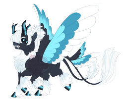 Size: 4800x4000 | Tagged: safe, artist:gigason, imported from derpibooru, oc, oc only, oc:double take, pony, absurd resolution, horns, interspecies offspring, multiple eyes, multiple tails, offspring, parent:storm king, simple background, solo, tail, transparent background, two tails