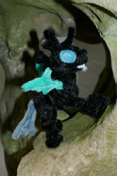 Size: 2049x3073 | Tagged: safe, alternate version, artist:malte279, imported from derpibooru, part of a set, changeling, chenille, chenille stems, chenille wire, craft, irl, part of a series, photo, pipe cleaner sculpture, pipe cleaners, solo