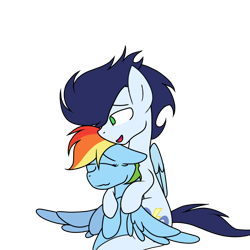 Size: 894x894 | Tagged: safe, artist:thunderspeedyt, imported from derpibooru, rainbow dash, soarin', pegasus, pony, duo, eyes closed, female, male, mare, massage, shipping, simple background, soarindash, stallion, straight, transparent background, vector