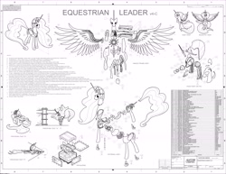 Size: 6210x4799 | Tagged: artist needed, source needed, useless source url, safe, imported from derpibooru, princess celestia, princess luna, pony, robot, robot pony, absurd resolution, anatomy, anatomy chart, chart, infographic, lineart, robolestia, text