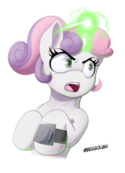 Size: 1890x2606 | Tagged: safe, artist:begoliah, imported from derpibooru, sweetie belle, semi-anthro, unicorn, comic:crusaders, female, simple background, solo, transparent background