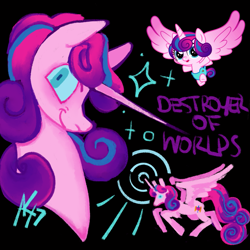 Size: 1111x1111 | Tagged: safe, artist:sillyfillies, imported from derpibooru, princess flurry heart, alicorn, pony, black background, magic, simple background, solo