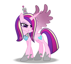 Size: 1083x978 | Tagged: safe, artist:tanahgrogot, idw, imported from derpibooru, princess cadance, alicorn, pony, reflections, spoiler:comic, evil cadance, evil grin, eyeshadow, female, grin, heartbreak, idw showified, makeup, mare, reversed, simple background, smiling, solo, transparent background, watermark