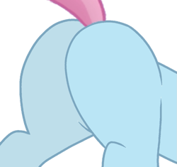 Size: 921x867 | Tagged: safe, artist:tankman, imported from derpibooru, oc, oc only, oc:water lilly, earth pony, pony, ass up, blue body, blue skin, butt, female, mare, mortacci tua, pink tail, plot, simple background, solo, tail, transparent background