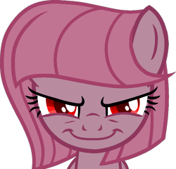 Size: 821x788 | Tagged: safe, artist:alyssaricepony, artist:tanahgrogot, imported from derpibooru, oc, oc only, oc:annisa trihapsari, earth pony, pony, base used, earth pony oc, evil, female, looking at you, mare, red eyes, revenge, simple background, smiling, smiling at you, solo, transparent background