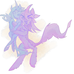 Size: 5000x5000 | Tagged: safe, artist:nmoonly, imported from derpibooru, oc, oc only, changeling, kirin, duo, simple background, transparent background