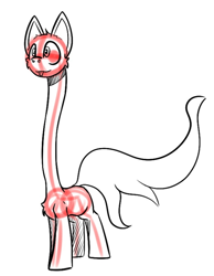 Size: 616x792 | Tagged: safe, artist:cotarsis, imported from derpibooru, oc, oc only, earth pony, pony, impossibly long neck, long neck, long tail, necc, simple background, sketch, solo, tail, white background
