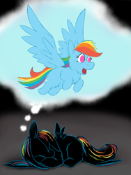 Size: 1536x2048 | Tagged: safe, artist:fluffsplosion, imported from derpibooru, fluffy pony, pony, dream, fluffydash, large wings, sleeping, solo, wings