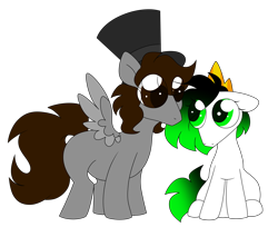 Size: 4883x4163 | Tagged: safe, artist:crazysketch101, imported from derpibooru, oc, oc only, oc:lithus, oc:rocky road, earth pony, pegasus, pony, wolf, wolf pony, crown, hat, jewelry, regalia, simple background, top hat, transparent background