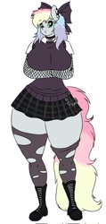 Size: 976x2048 | Tagged: safe, imported from derpibooru, oc, oc only, oc:blazey sketch, anthro, boots, goth, looking sideways, shoes, simple background, solo, unamused, white background, wide hips