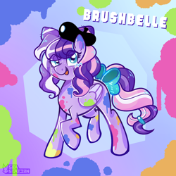 Size: 3000x3000 | Tagged: safe, artist:seasemissary, imported from derpibooru, oc, oc:brushbelle, pegasus, pony, beret, bow, female, hat, magical lesbian spawn, mare, offspring, parent:kerfuffle, parent:petunia petals, solo, tail, tail bow